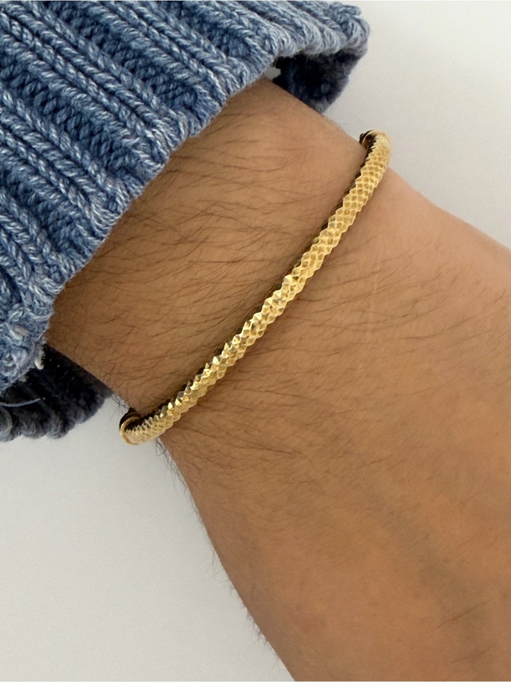 Sterling Silver Yellow Gold Plated Faceted Bangle